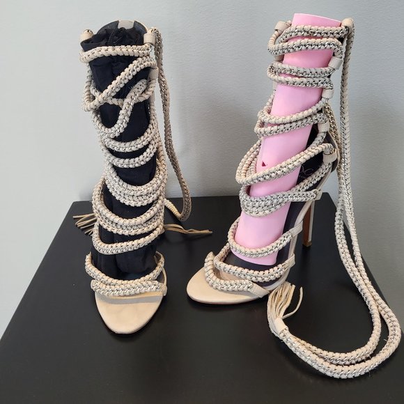 Monica Chiang leather lace-up Gladiator sandals "Imena II" - Picture 3 of 7